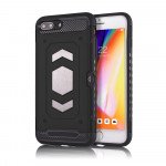 Wholesale iPhone 8 Plus / 7 Plus Metallic Plate Case Work with Magnetic Holder and Card Slot (Black)